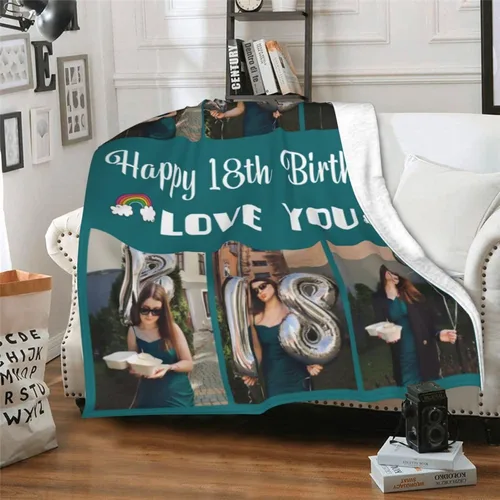 Miniatura 7 de Mantas personalizadas con fotos, mantas de cumpleaños personalizadas, regalos para adultos, niños, niñas, manta de collage de fotos personalizada