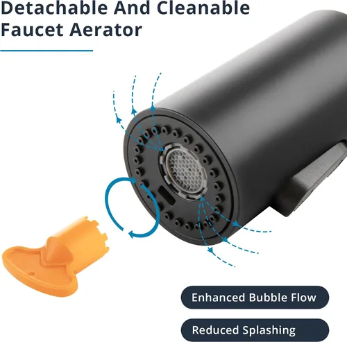 Miniatura 7 de Reemplazo de cabezal de grifo de cocina extraíble, boquilla de cabezal rociador extraíble de 3 funciones con 9 adaptadores para grifo de fregadero