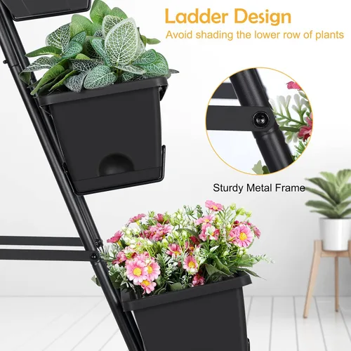 Miniatura 4 de OYEAL Cama de Jardín Elevada de 4 Niveles Jardineras Verticales para Interior y Exterior Caja de Jardinera Elevada con Patas Jardinera de Hierbas