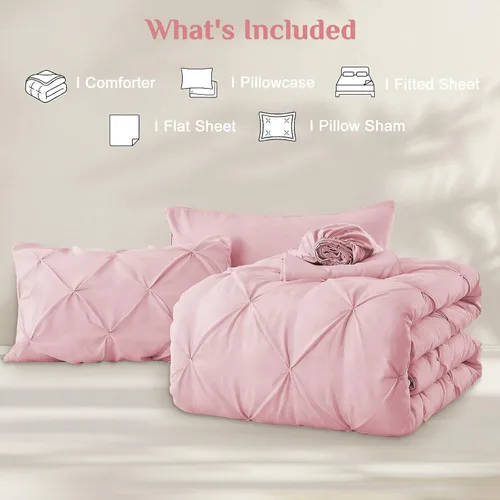 Miniatura 7 de JOLLYVOGUE Juego de edredón tamaño individual de 5 piezas – Juego de ropa de cama tamaño individual en una bolsa para todas las estaciones