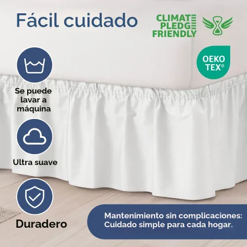 Miniatura 6 de Falda de cama envolvente con volantes, color blanco, para camas de tamaño Queen con altura de 38 cm CGK Linens - Falda de cama plisada con tela