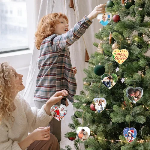 Miniatura 5 de Adornos de foto de perro personalizados, adornos personalizados con nombre y foto de cachorro de mascota para el árbol de Navidad, regalos