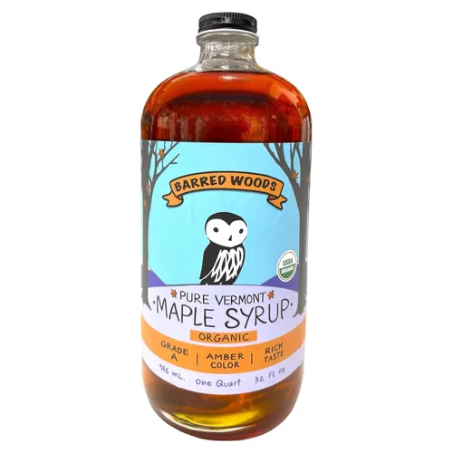 Miniatura 2 de Jarabe de arce Vermont orgánico puro en botella de vidrio, de Barred Woods Maple (grado A oscuro robusto (antiguo grado B), cuarto de galón