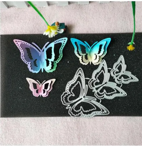 Miniatura 6 de 3 troqueles de metal de mariposa 3D, diseño de flores de primavera, marco de mariposa, plantillas de corte, plantillas de corte, álbumes