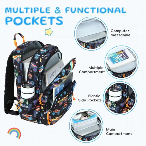 Miniatura 97 de CAMTOP - Conjunto de mochila y lonchera con estampados divertidos para niños de preescolar y primaria), Y0058-2