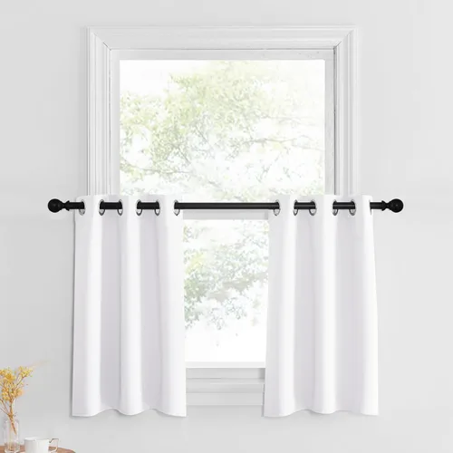 Miniatura 219 de NICETOWN Cortinas opacas de cocina para ventana sobre el fregadero, aislamiento térmico, decoración del hogar, pequeños niveles opacos con ojales