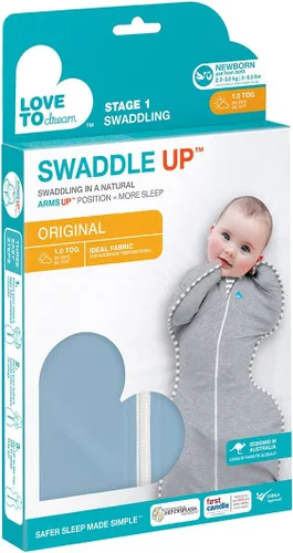 Miniatura 5 de Love to Dream Swaddle UP, saco de dormir para bebé, mantas envolventes que permiten el auto-calmado para recién nacidos, ajuste ceñido ayuda a Azul
