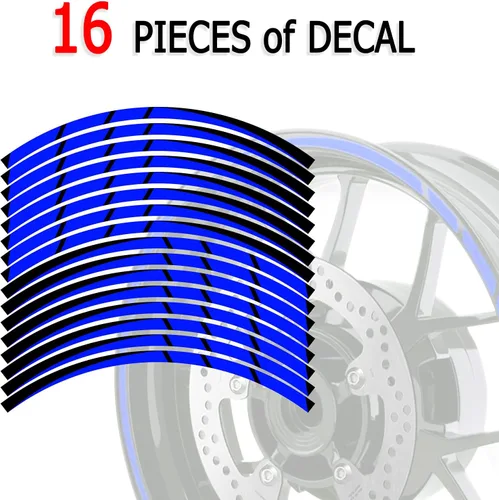 Miniatura 2 de MC MOTOPARTS Pegatinas para llantas exteriores de 17 pulgadas S01B compatibles con YZF R125 MT125 MT07 MT10 MT25 FZ25 MT03 (azul)