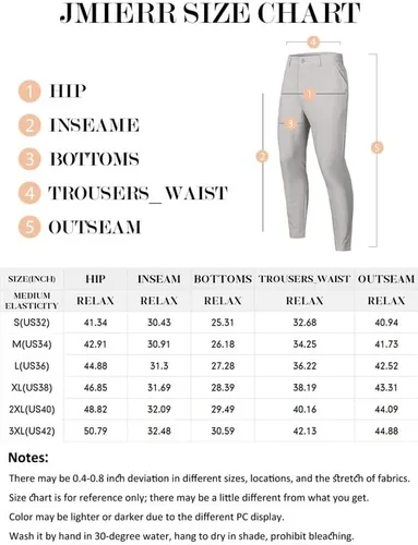 Miniatura 5 de JMIERR Pantalones de golf para hombre, elásticos, ajustados, para correr, viajes, trabajo, pantalones de vestir chinos para hombre