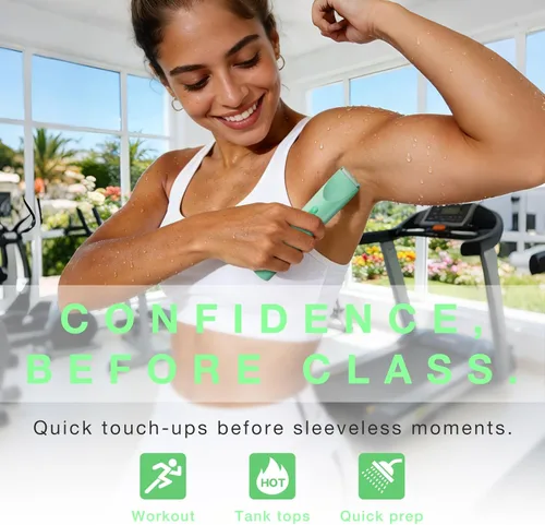 Miniatura 4 de Recortadora de bikini para mujer, afeitadora eléctrica de doble extremo para línea de bikini y vello púbico, impermeable, recargable, USB-C, Verde