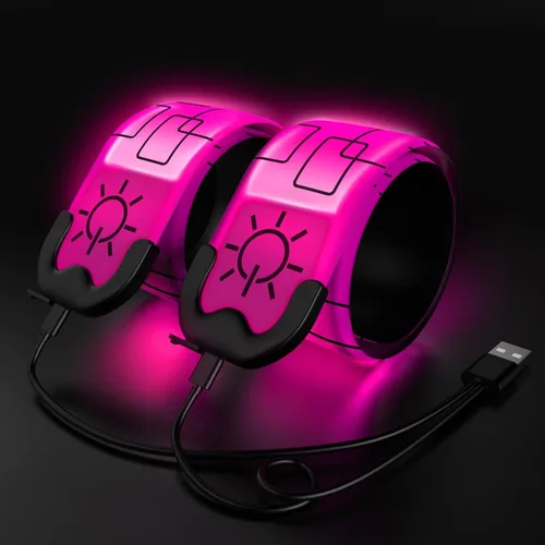 Miniatura 9 de Paquete de 2 brazaletes LED – Luces de correr recargables con equipo reflectante, luces LED de alta visibilidad