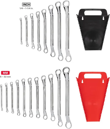 Miniatura 2 de TEKTON Juego de llaves de extremo de caja de desplazamiento de 45 grados con bolsa, 19 piezas (1/4-1-1/4 pulgadas, 0.236-1.260 in) WBE94302