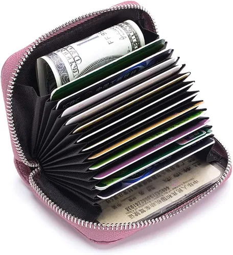 Miniatura 4 de EASTNIGHTS Cartera de cuero genuino para tarjetas de crédito RFID con cremallera