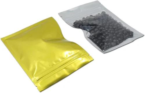 Miniatura 22 de FERENLI 100 unidades Bolsa de almacenamiento de alimentos Mylar con cierre de cremallera, bolsa de aluminio mate hermética con ventana frontal