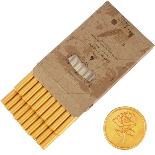 20 mini pistolas de pegamento de cera de sellado, palitos de cera de sellado, ideales para invitaciones de boda, cartas, sobres, tarjetas y Oro