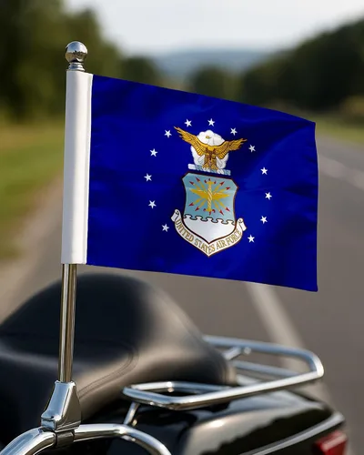 Miniatura 8 de AGAS - Bandera de motocicleta de la Fuerza Aérea – 6 x 9 pulgadas – Poliéster de punto impreso de doble cara – Bordes de doble costura – Bandera