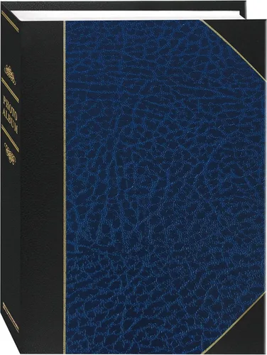Pioneer Photo Albums LBT-57/NB - Álbum de fotos de 50 bolsillos con cubierta de cuero sintético azul marino y negro para impresiones de 5 x 7