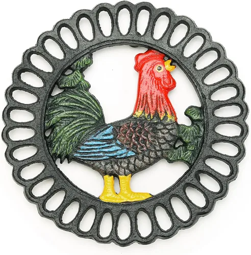 Sungmor Salvamanteles de hierro fundido resistente, salvamanteles decorativos para cocina o mesa de comedor, 7.5 x 7.5 pulgadas, redondo con patrón