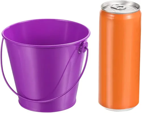 Miniatura 3 de PATIKIL Cubos de metal de colores de 4.7 pulgadas, paquete de 4 cubos para lápices, contenedores redondos de metal con asas para manualidades