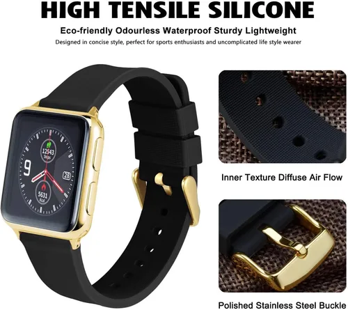 Miniatura 2 de WOCCI Silicone Watch Bands - Quick Release Soft Rubber Replacement Straps with Gold Buckle (14mm 18mm 20mm 22mm 24mm)
