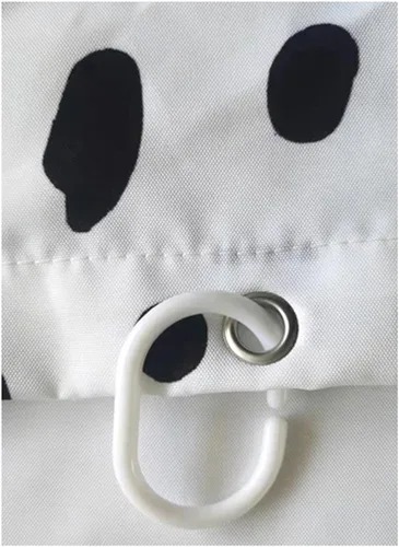 Miniatura 7 de Cortina de ducha de lunares negros para baño, diseño pequeño y moderno de lunares negros sobre blanco, tela de poliéster impermeable para niños, 72