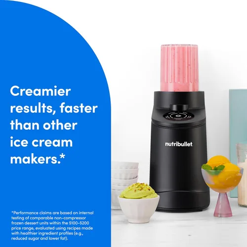 Miniatura 2 de nutribullet Chill Máquina para hacer helados, para gelato, sorbete, yogur congelado, cuencos de batidos, tamaño compacto, (2) aptos para Negro