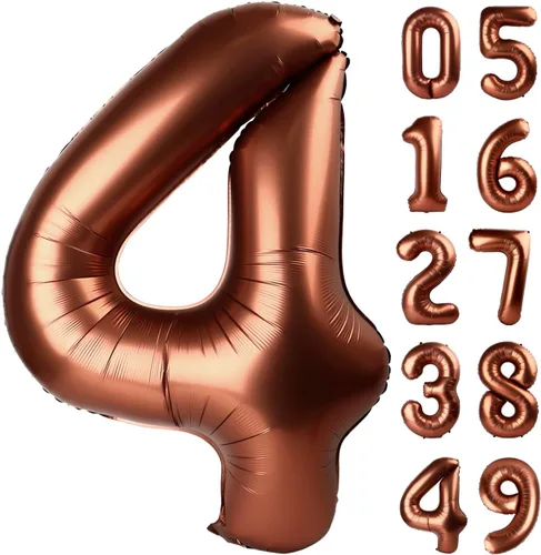 Miniatura 284 de Globo de cumpleaños número 4 dorado de 40 pulgadas, globos gigantes del número cuatro 14 24 34 40 44 2024, globos grandes de lámina de mylar para Oro