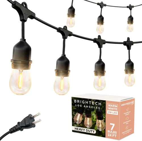 Miniatura 12 de Brightech Ambience Pro – Serie de luces LED impermeables para exteriores – colgantes, regulables, 2 W, bombillas vintage Edison – Luces de jardín
