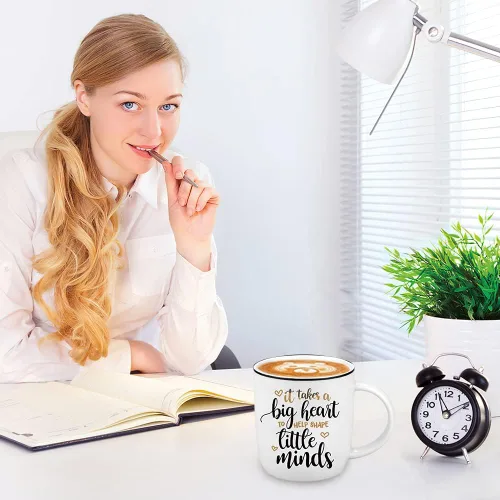 Miniatura 4 de Quimoy Taza de café con texto en inglés "It Takes A Big Heart", regalos inspiradores para profesores, taza de agradecimiento para graduación