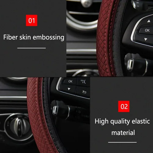Miniatura 2 de Funda para volante de automóvil, funda para volante de automóvil para hombres y mujeres, funda de cuero de microfibra de 15 pulgadas para volante
