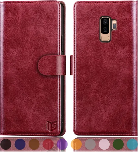 Miniatura 9 de SUANPOT Funda de piel tipo cartera para Samsung Galaxy S9+ / S9 Plus 6.2 (no S9 5.8") con bloqueo RFID, tarjetero de crédito, funda de poliuretano