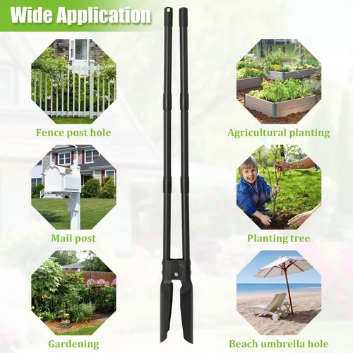 Miniatura 6 de Excavadora de agujeros para postes de 4.5 pies, resistente con cuchillas afiladas duales, herramienta manual profesional para jardinería