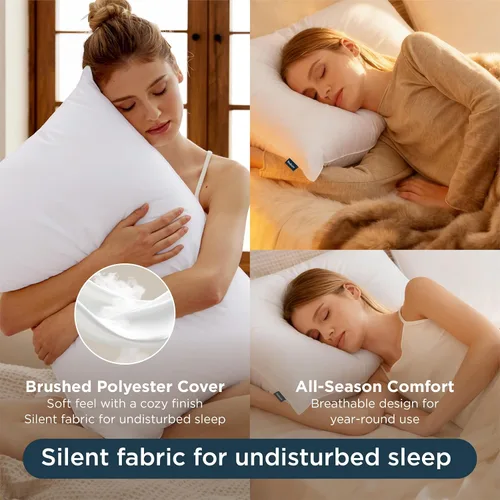 Miniatura 4 de Bedsure - Juego de 2 almohadas estándar para dormir, tamaño estándar para cama, suaves y con soporte, calidad de hotel, relleno original alternativo