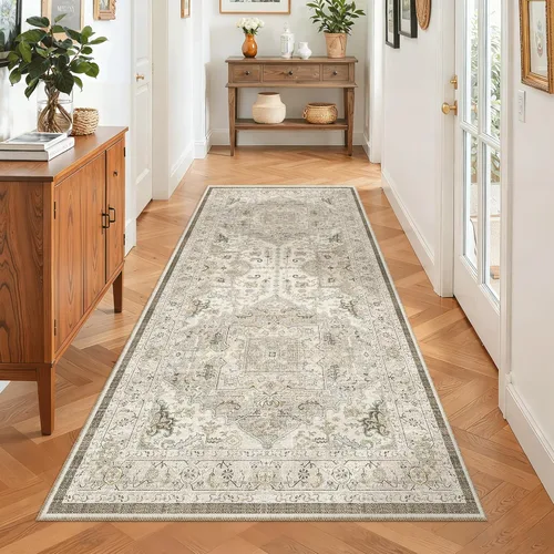 Miniatura 725 de Madane Tapete lavable de 2 x 10 pies para pasillo, cocina, recibidor, clásico, suave, antideslizante para interiores, casa de campo, baño, sala