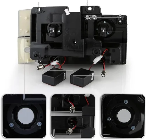 Miniatura 3 de ACANII - Para 1988-1993 GMC Sierra Chevy Silverado C/K C10 faros ahumados+luces LED de señal de parachoques 4 piezas izquierda + derecha