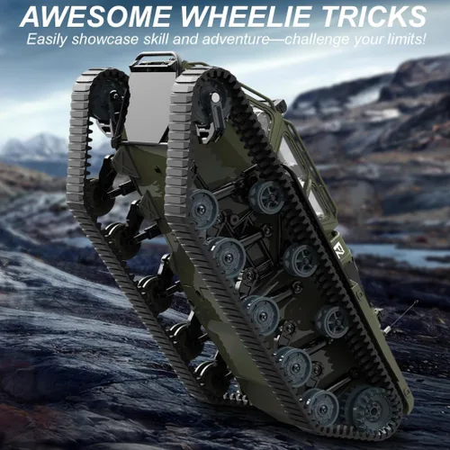 Miniatura 3 de Camión militar de tanque RC todo terreno para niños, vehículo militar de control remoto totalmente proporcional de 2.4G con 2 baterías, Rock Crawler