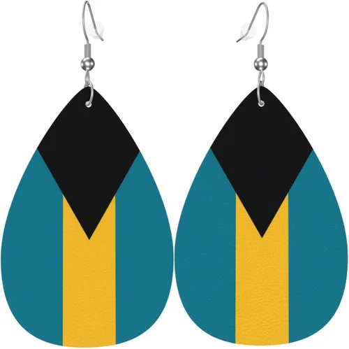 Miniatura 14 de Pendientes de bandera de país en forma de lágrima para mujer, ligeros, de cuero, colgantes, joyería patriótica para regalos