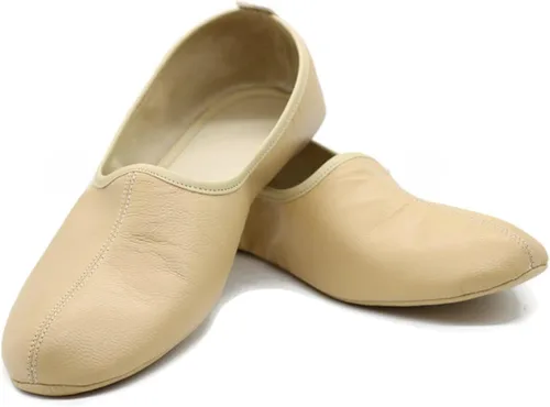 Miniatura 3 de Zapatillas de cuero de interior para mujer, color crema tradicional, zapatos de casa Babuche, mocasín