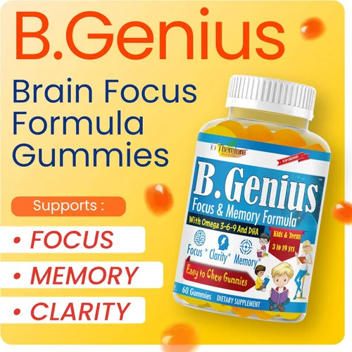 Miniatura 8 de B.Genius - Gomitas Omega 3 6 9 Focus para niños y adolescentes, gomitas Omega sin aceite de pescado para niños, salud cerebral y apoyo cognitivo