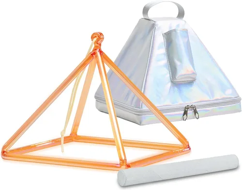 Miniatura 8 de CVNC Instrumento musical curativo de pirámide de cristal de cuarzo de 10 pulgadas + bolsa de transporte de energía potente 2-plateado