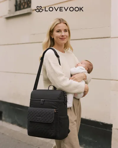 Miniatura 2 de LOVEVOOK Mochila para pañales, bolsa de bebé 3 en 1 con cambiador y correas desmontables, mochila grande para pañales para mamá papá con hebillas