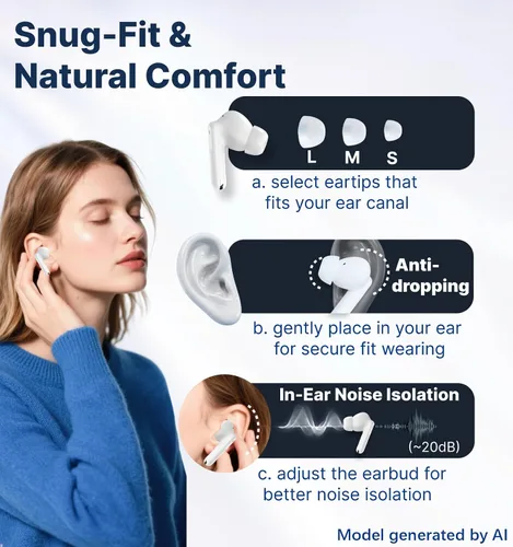 Miniatura 7 de Hmusic Auriculares inalámbricos H26 TWS, 4 micrófonos ENC intrauditivos Bluetooth 5.4, controladores de 0.512 in, pantalla LED de reproducción de 40