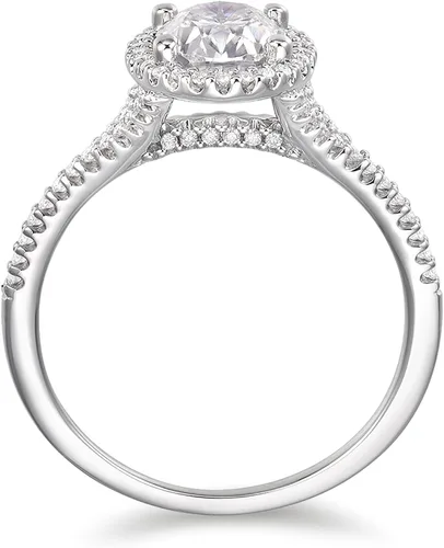 Miniatura 3 de CGSRING Anillo de compromiso de moissanita de corte ovalado de 1.5 quilates con halo oculto para mujer