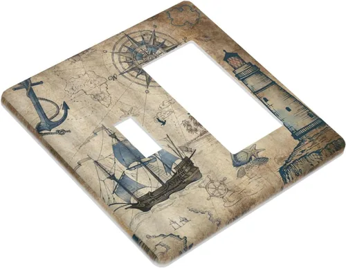 Miniatura 240 de Placa Decorativa de Pared de Granja Rústica con Cuerno de Madera para Puerta de Granero 1 Banda Duplex Cubiertas de Toma Eléctrica Soltera