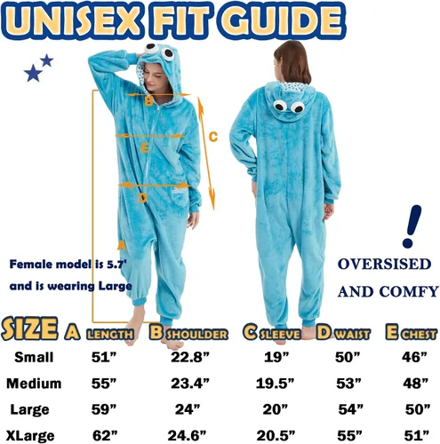 Miniatura 7 de SWEETXIN Pijama unisex para adultos, disfraz de Halloween, Navidad, cosplay para mujeres y hombres