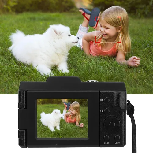 Cámara digital para fotografía y video, zoom digital de 1.3 MP 16X de 2.4 pulgadas con pantalla abatible de 180°, cámara de viaje compacta
