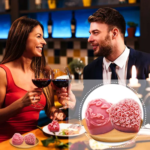 Miniatura 4 de 4 moldes de silicona para fondant para el día de San Valentín, en forma de corazón 3D con forma de corazón de flor de rosa de amor para Acción