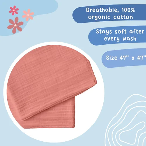 Miniatura 4 de hugs & llamas Mantas para envolver 100% muselina de algodón orgánico, unisex, extra suaves, mantas para recién nacidos y bebés, lavables a máquina