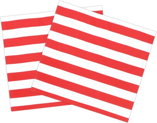 Servilletas desechables de papel para fiestas, 60 unidades Rojo con rayas