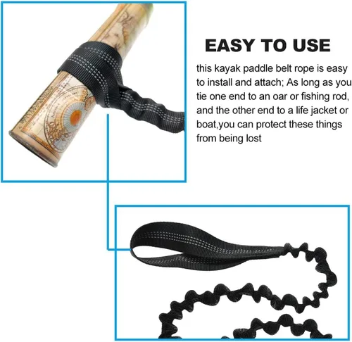 Miniatura 3 de Paddle Leash Kayak Paddle Holder Tool Lanyard - 2 Pack Stretchable Paddle Strap with Carabiner Secure Leash Lanyard Rope for SUP Kayak Canoe Paddle